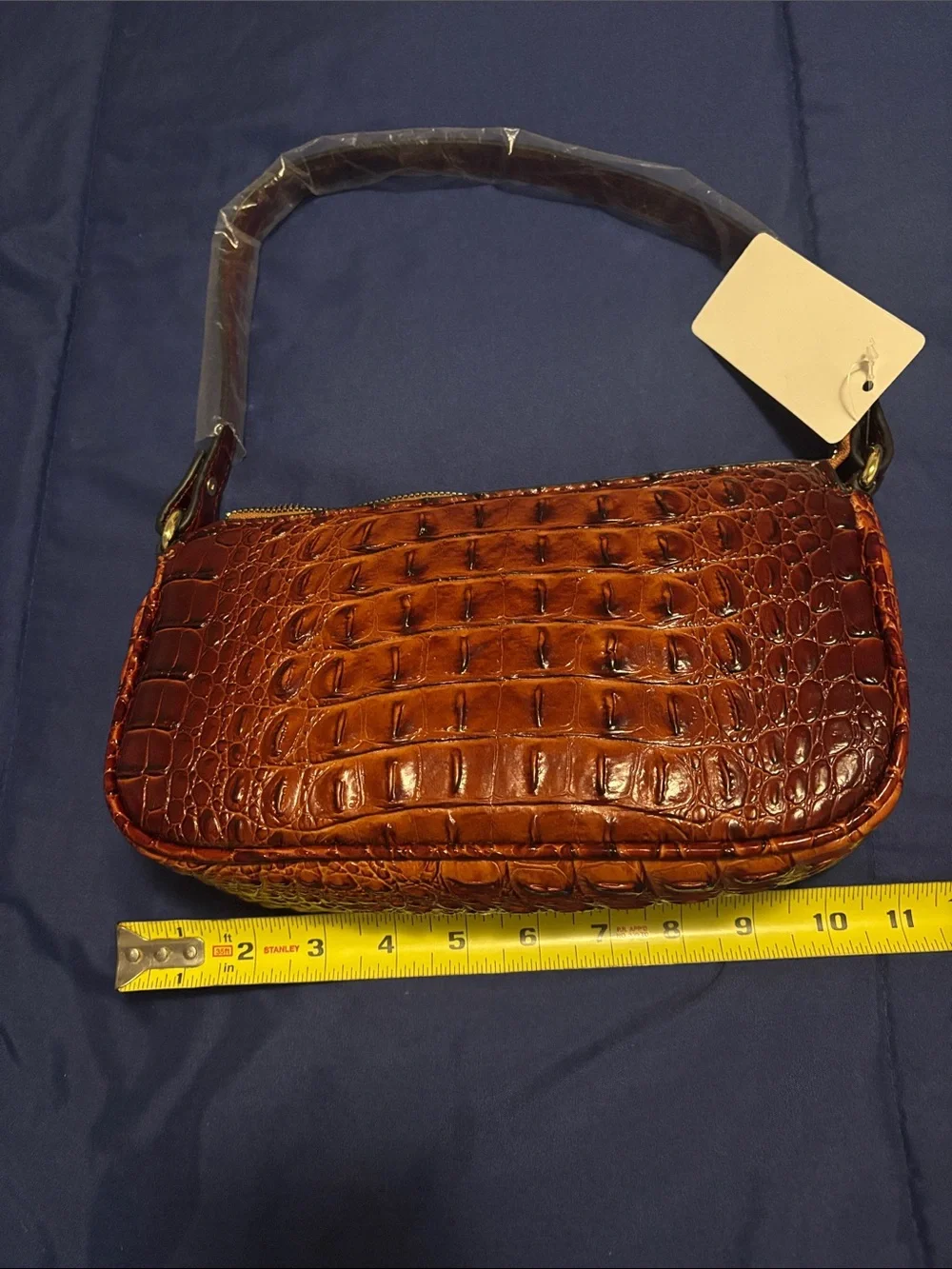 Croc-Embossed Faux Leather Crossbody Handbag, Bag, Purse Brown or Coffee